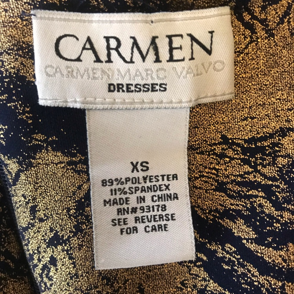 B8 Carmen Marc Valvo XS Navy/Gold Body-con - Picture 7 of 7